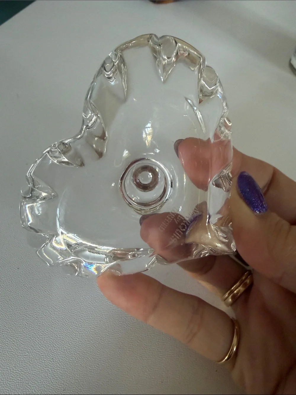 Heart-Shaped Glass Ring Holder Dish - Picture 3 of 4